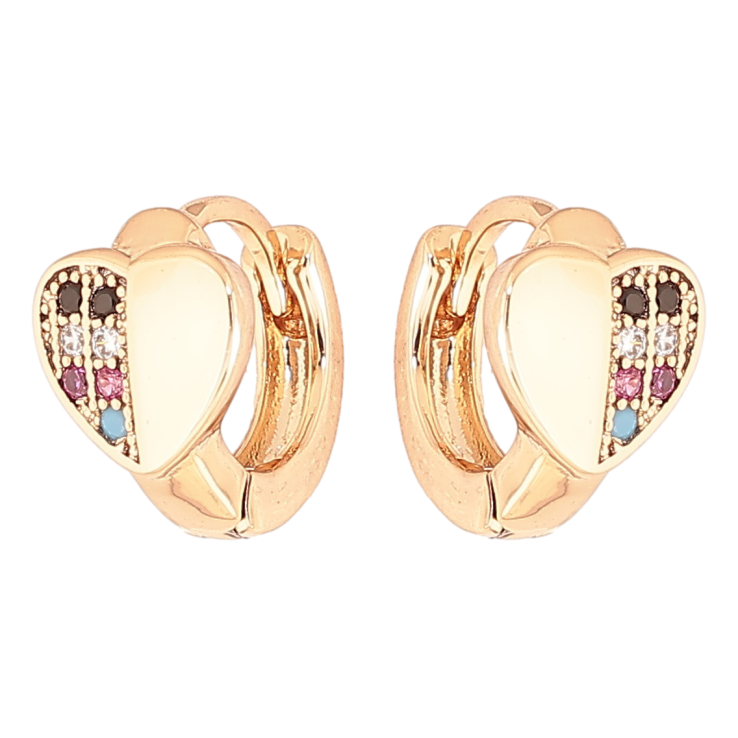 Серьги Xuping Позолота 18K колечки Сердечки с разноцветными кристаллами фото №8