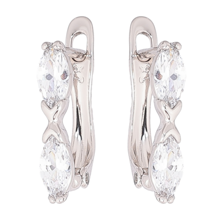 Серьги Xuping Родий английский замок Два кристалла фото №14