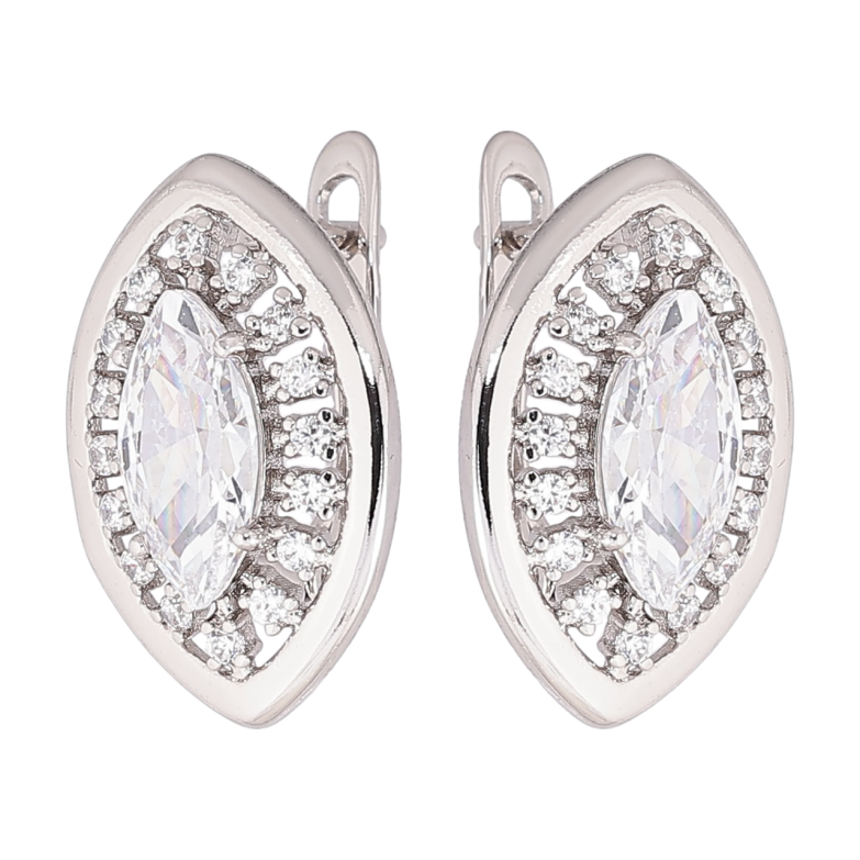 Сережки Xuping Родій англійський замок «Візерунок з кристалами» фото №1 Сережки Xuping Родій англійський замок «Візерунок з кристалами» фото №1