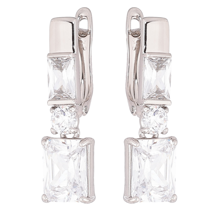 Серьги Xuping Родий английский замок Кристальные подвески фото №8