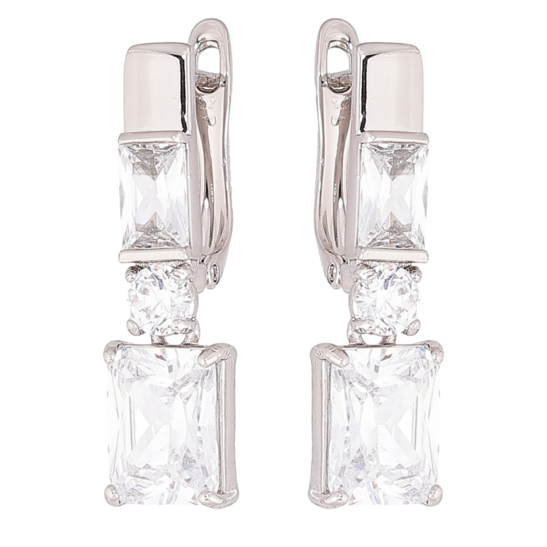 Сережки Xuping Родій англійський замок «Кристальні підвіски» фото №1 Сережки Xuping Родій англійський замок «Кристальні підвіски» фото №1