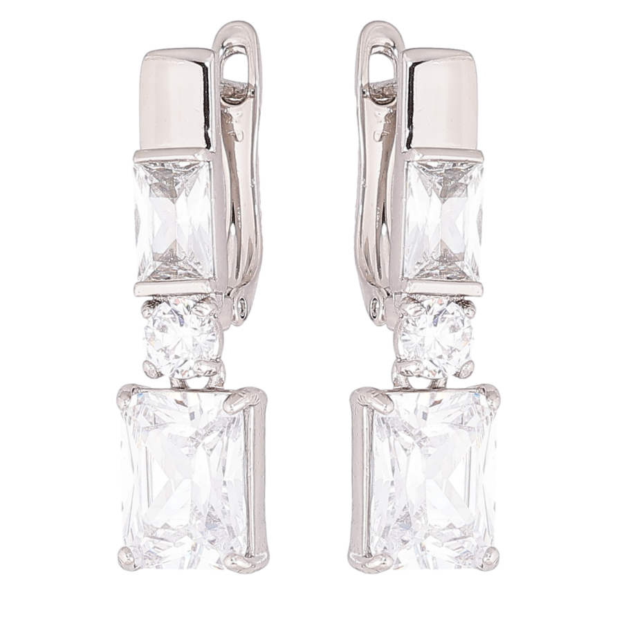 Сережки Xuping Родій англійський замок «Кристальні підвіски» фото №1 Сережки Xuping Родій англійський замок «Кристальні підвіски» фото №1