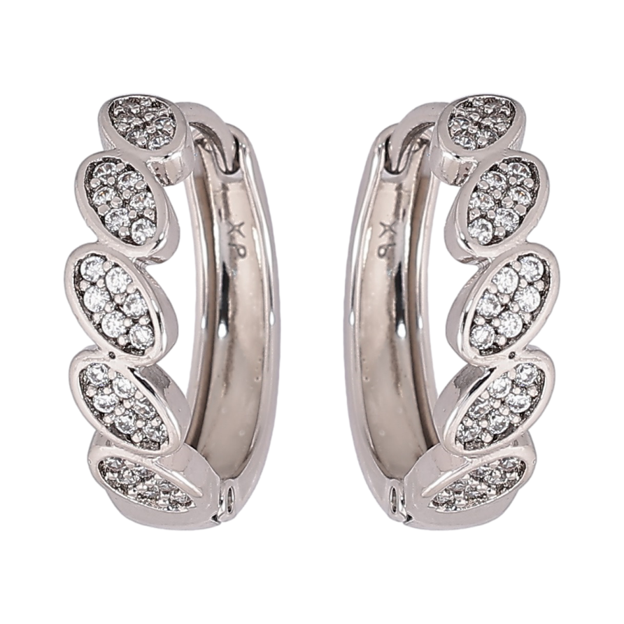 Сережки Xuping Родій колечка «Декоративний візерунок з кристалами» фото №1 Сережки Xuping Родій колечка «Декоративний візерунок з кристалами» фото №1