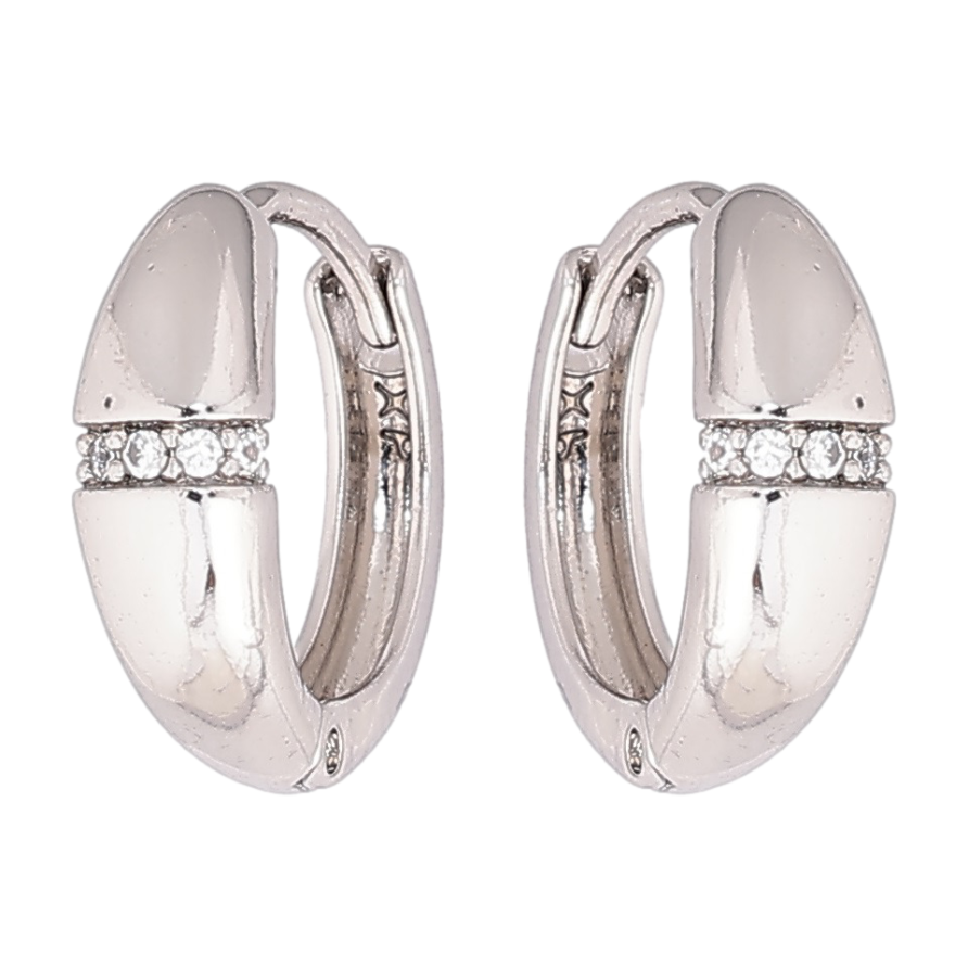 Сережки Xuping Родій колечка «Декоративний візерунок із кришталевими доріжками» фото №1 Сережки Xuping Родій колечка «Декоративний візерунок із кришталевими доріжками» фото №1