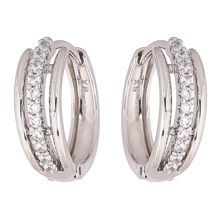 Сережки Xuping Родій колечка «Візерунок з доріжками кристалів» фото №1