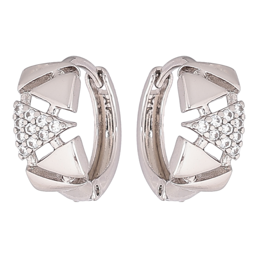 Сережки Xuping Родій колечка «Трикутники з кристалами» фото №1 Сережки Xuping Родій колечка «Трикутники з кристалами» фото №1