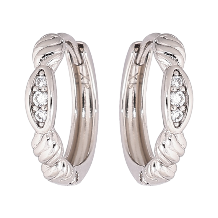 Сережки Xuping Родій колечка «Декоративний візерунок з кристалами» фото №14