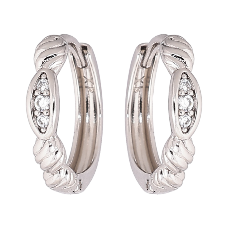 Сережки Xuping Родій колечка «Декоративний візерунок з кристалами» фото №4