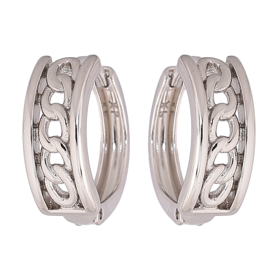 Сережки Xuping Родій колечка «Візерунок ланцюжок» фото №1 Сережки Xuping Родій колечка «Візерунок ланцюжок» фото №1