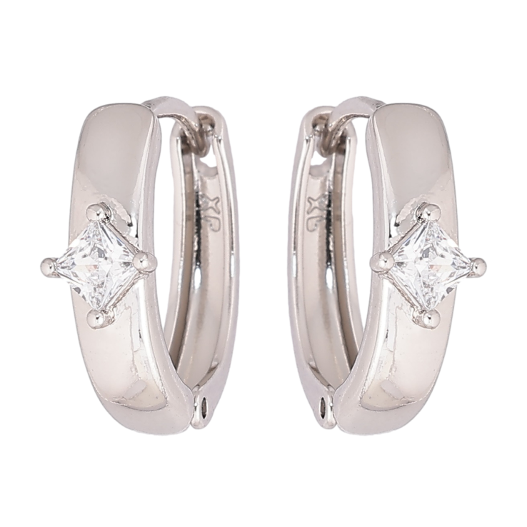 Сережки Xuping Родій колечка «Візерунок з кристалами» фото №16