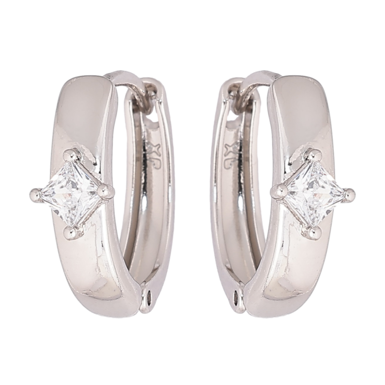 Сережки Xuping Родій колечка «Візерунок з кристалами» фото №1