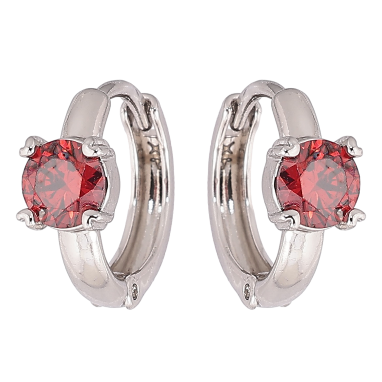 Серьги Xuping Родий колечки Красные кристаллы фото №1