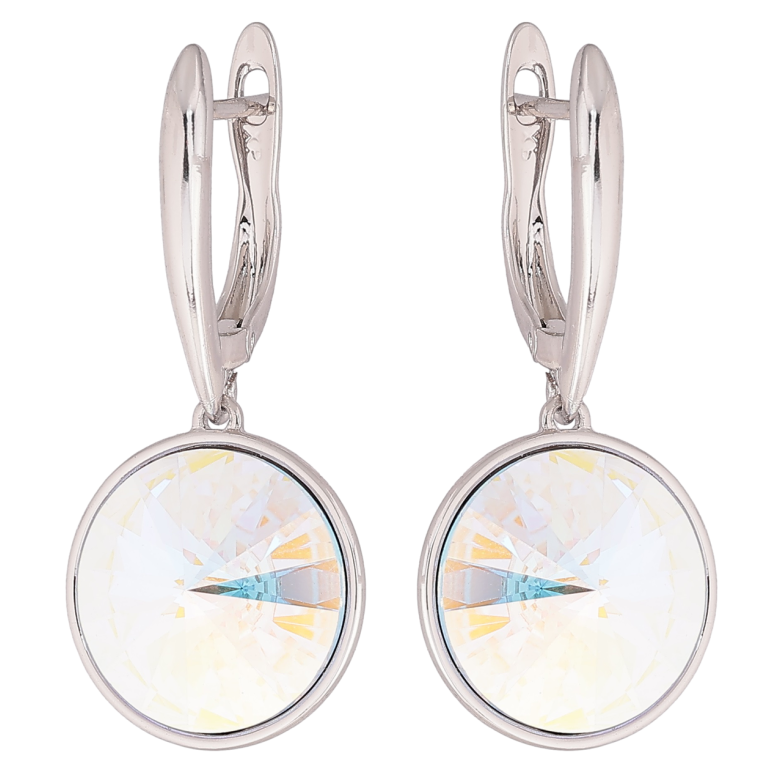 Серьги Xuping цвет Родий с кристаллами Swarovski английский замок Подвески с кристаллами АВ ø 16мм фото №1