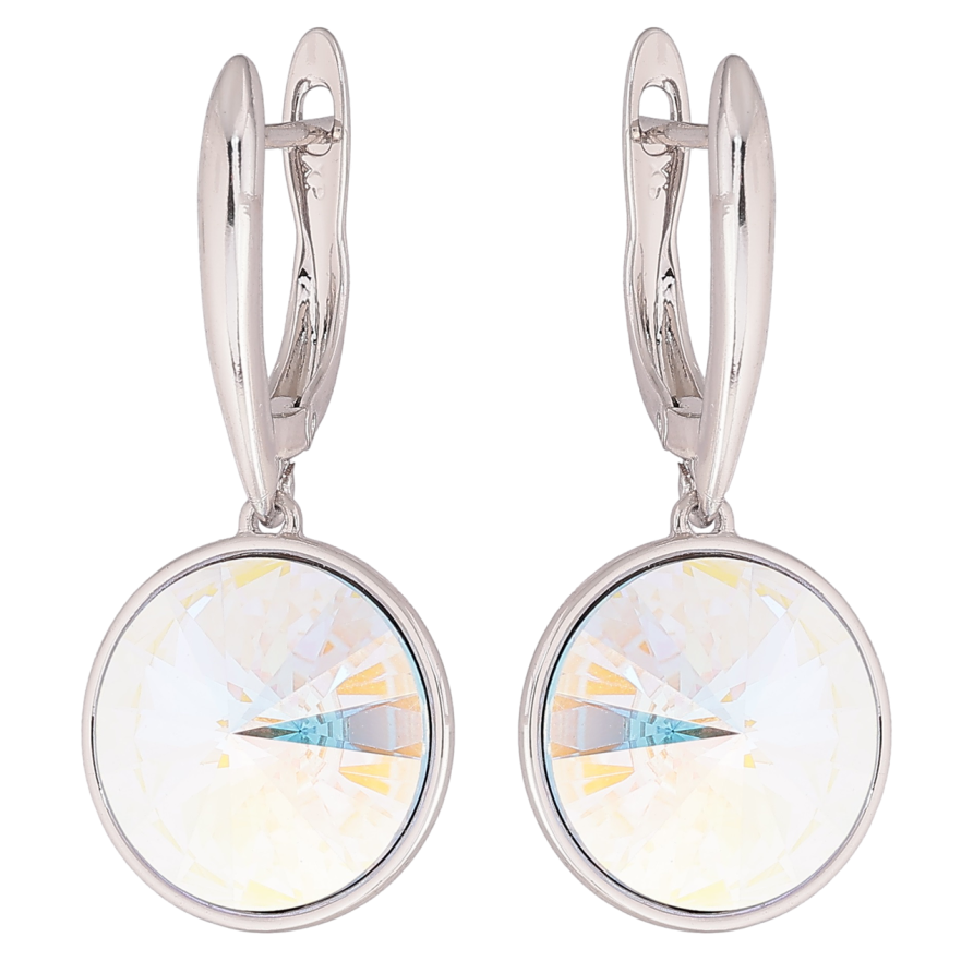 Серьги Xuping цвет Родий с кристаллами Swarovski английский замок Подвески с кристаллами АВ ø 16мм фото №1