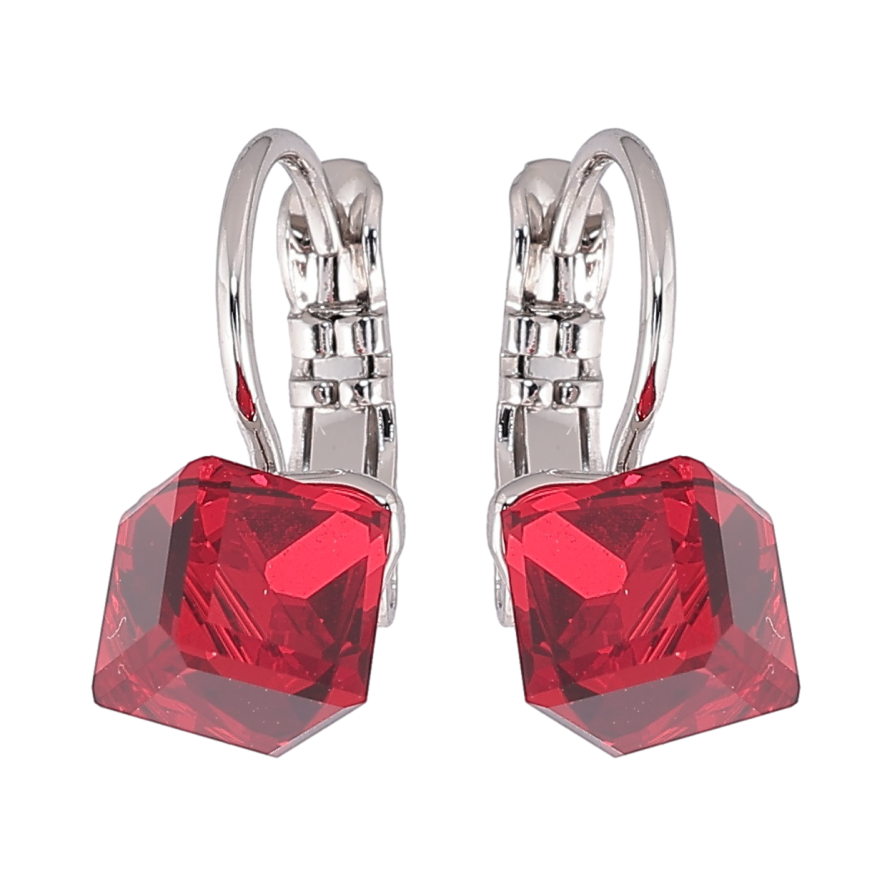 Сережки Xuping колір Родій з кристалами Swarovski французький замок «Кубики Siam» 6х6мм фото №1