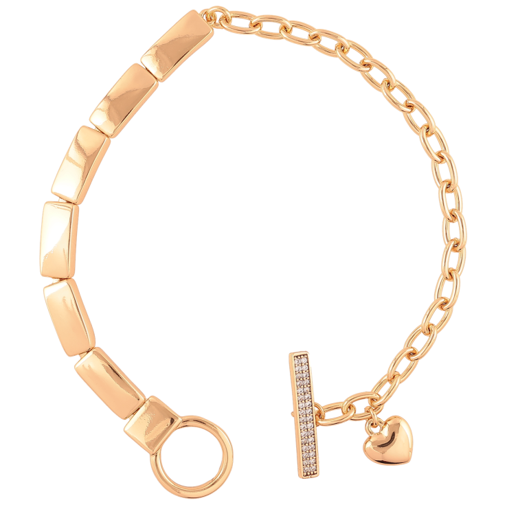 Браслет Xuping Позолота 18K «Комбінований візерунок з підвіскою сердечко» довжина 18.5см х 4-5мм фото №19 Браслет Xuping Позолота 18K «Комбінований візерунок з підвіскою сердечко» довжина 18.5см х 4-5мм фото №19