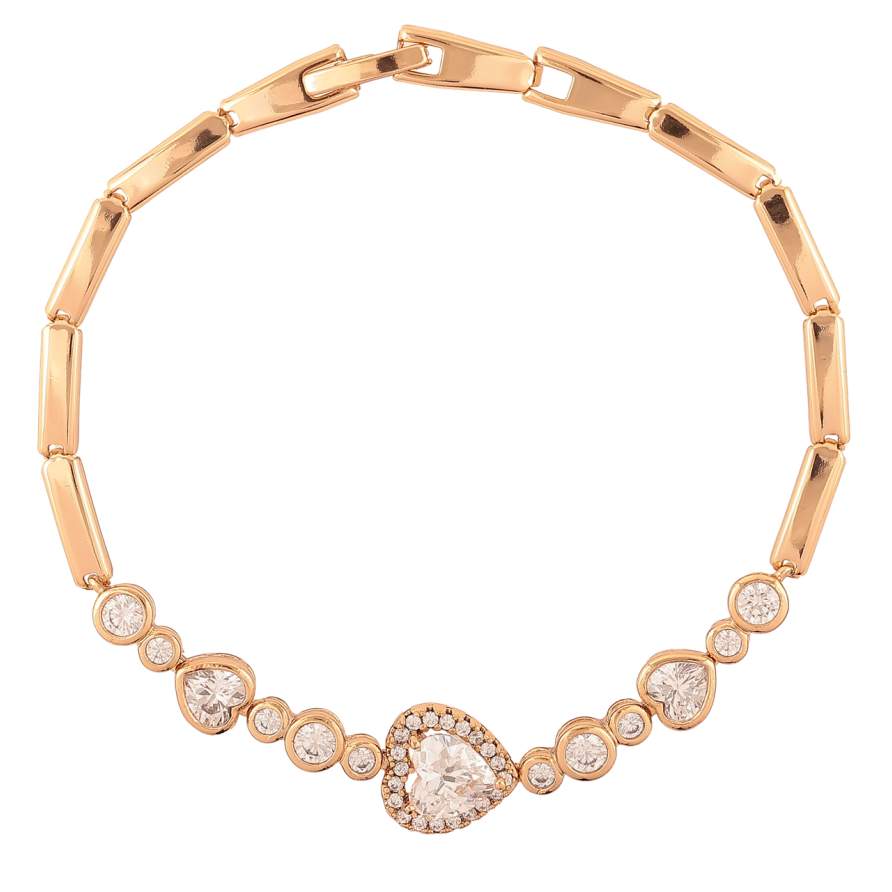 Браслет Xuping Позолота 18K «Візерунок із кришталевими сердечками» довжина 19см х 3-11мм фото №1