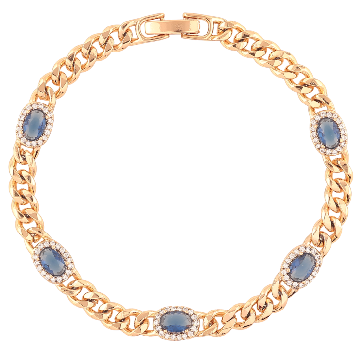 Браслет Xuping Позолота 18K «Ланцюжок Панцирний з синіми кристалами» довжина 18.5см х 5мм фото №21 Браслет Xuping Позолота 18K «Ланцюжок Панцирний з синіми кристалами» довжина 18.5см х 5мм фото №21