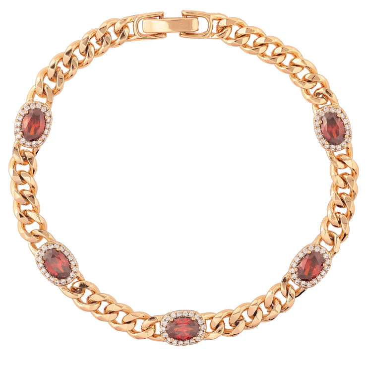 Браслет Xuping Позолота 18K Цепочка Панцирная с красными кристаллами длина 18.5см х 5мм фото №12 Браслет Xuping Позолота 18K Цепочка Панцирная с красными кристаллами длина 18.5см х 5мм фото №12