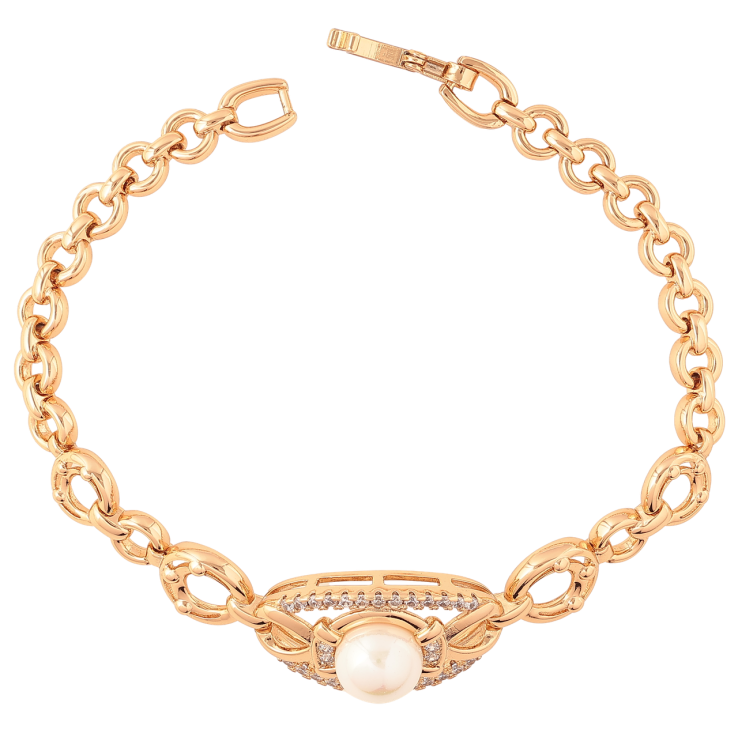 Браслет Xuping Позолота 18K Декоративный узор с жемчужиной и кристаллами длина 18.5см х 5-15мм фото №23 Браслет Xuping Позолота 18K Декоративный узор с жемчужиной и кристаллами длина 18.5см х 5-15мм фото №23