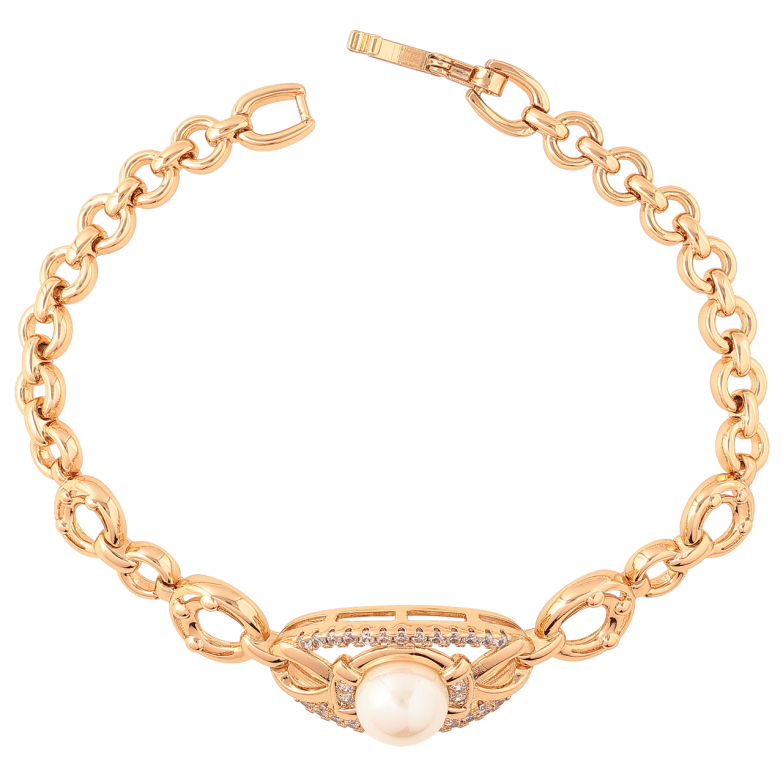 Браслет Xuping Позолота 18K Декоративный узор с жемчужиной и кристаллами длина 18.5см х 5-15мм фото №2 Браслет Xuping Позолота 18K Декоративный узор с жемчужиной и кристаллами длина 18.5см х 5-15мм фото №2