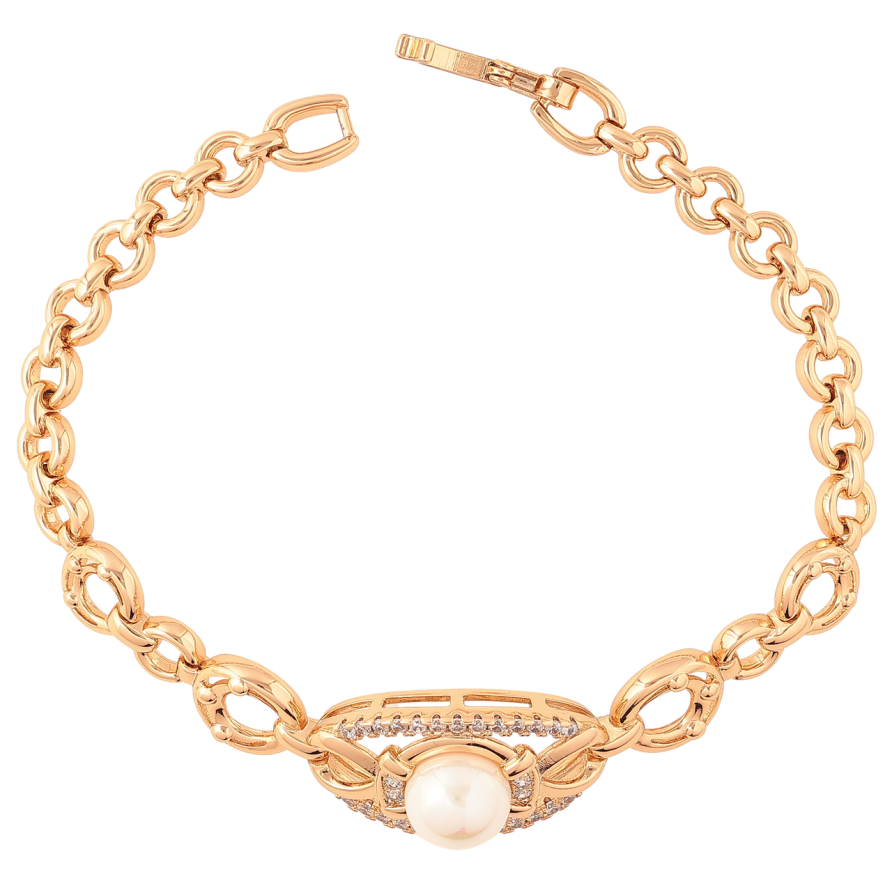 Браслет Xuping Позолота 18K Декоративный узор с жемчужиной и кристаллами длина 18.5см х 5-15мм фото №1 Браслет Xuping Позолота 18K Декоративный узор с жемчужиной и кристаллами длина 18.5см х 5-15мм фото №1