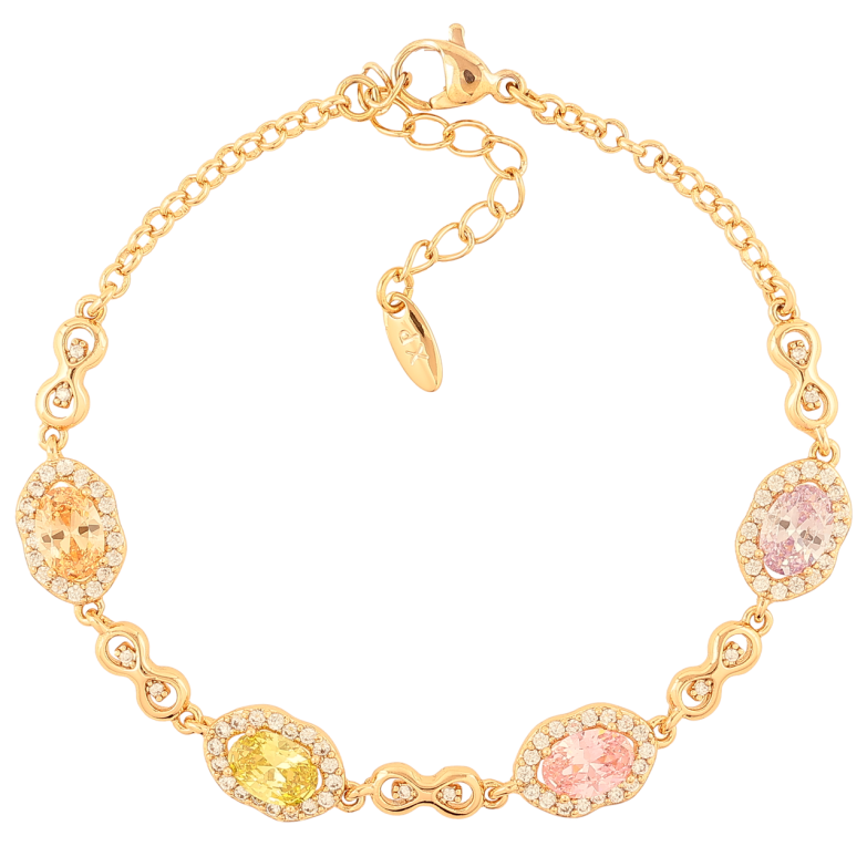 Браслет Xuping Позолота 18K Узор с разноцветными кристаллами длина с доп.цепочкой 17-20см х 2-8мм фото №1 Браслет Xuping Позолота 18K Узор с разноцветными кристаллами длина с доп.цепочкой 17-20см х 2-8мм фото №1