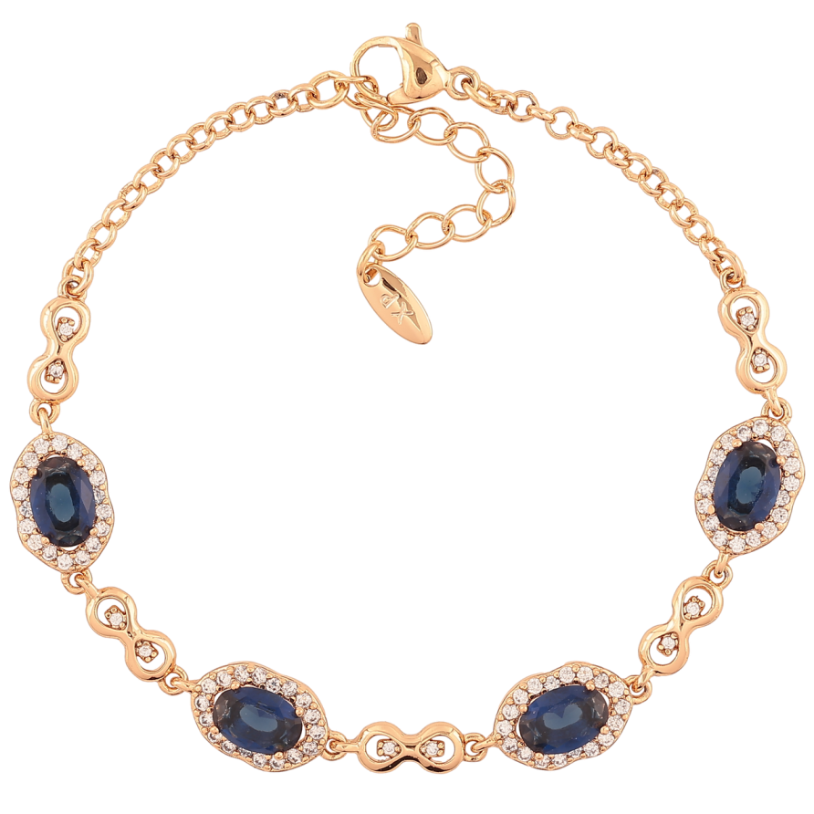 Браслет Xuping Позолота 18K Узор с синими кристаллами длина с доп.цепочкой 17-20см х 2-8мм фото №1 Браслет Xuping Позолота 18K Узор с синими кристаллами длина с доп.цепочкой 17-20см х 2-8мм фото №1