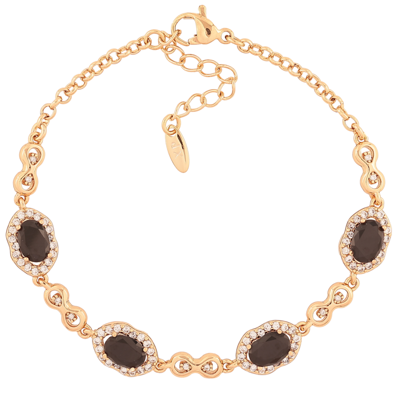 Браслет Xuping Позолота 18K «Візерунок з чорними кристалами» довжина з доп.ланцюжком 17-20см х 2-8мм фото №1