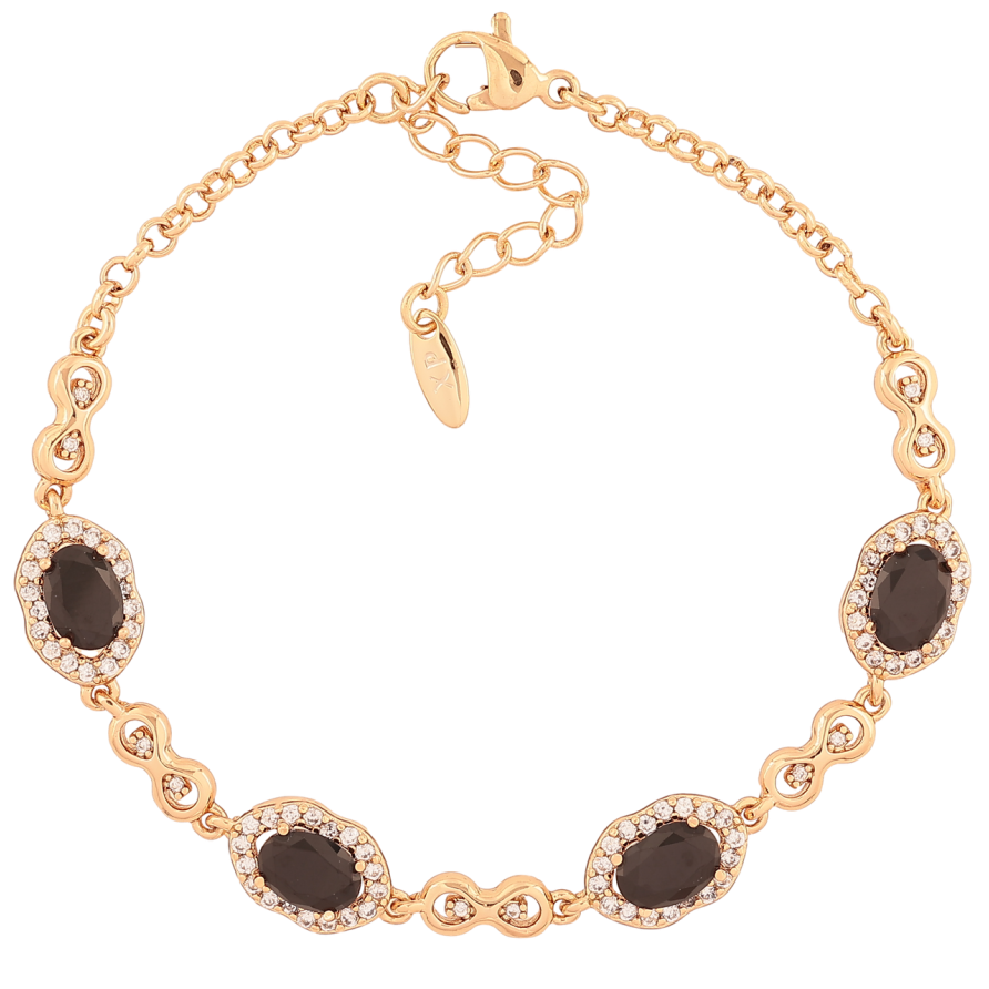 Браслет Xuping Позолота 18K Узор с черными кристаллами длина с доп.цепочкой 17-20см х 2-8мм фото №1