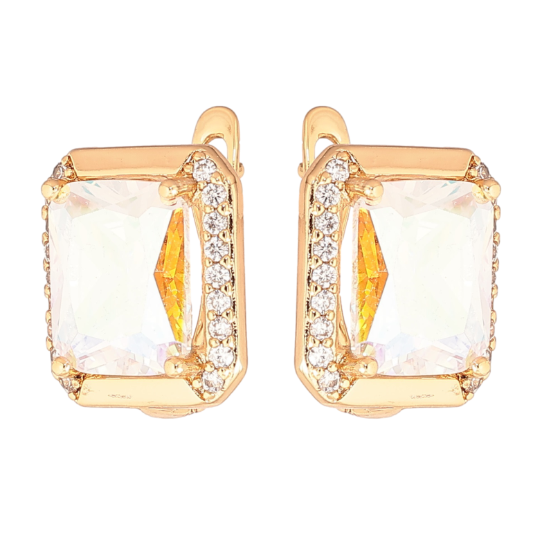 Серьги Xuping Позолота 18K английский замок Радужные кристаллы фото №1