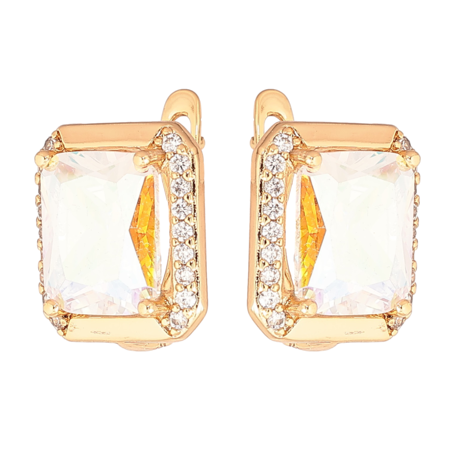 Сережки Xuping Позолота 18K англійський замок «Райдужні кристали» фото №1