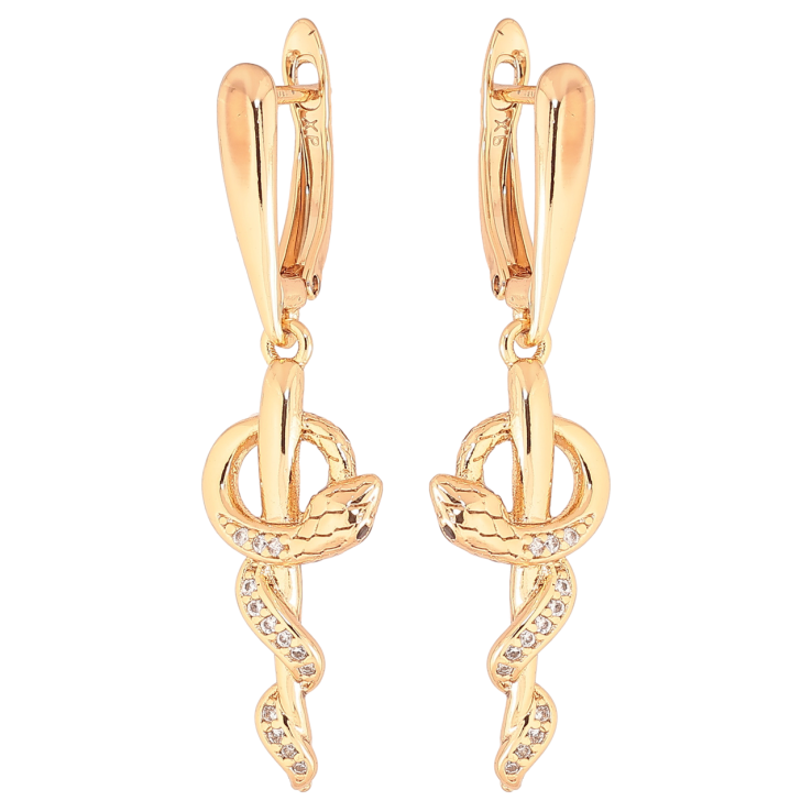 Серьги Xuping Позолота 18K английский замок Подвески змеи фото №15