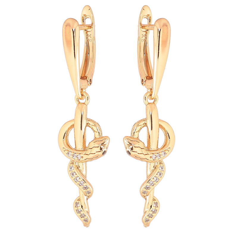 Серьги Xuping Позолота 18K английский замок Подвески змеи фото №1 Серьги Xuping Позолота 18K английский замок Подвески змеи фото №1