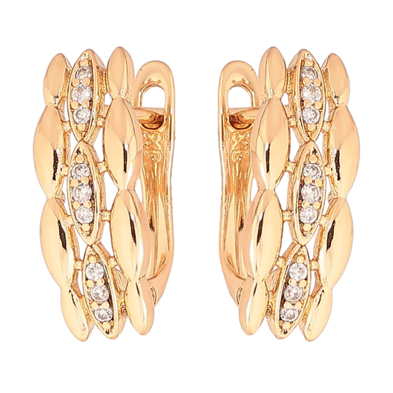 Серьги Xuping Позолота 18K английский замок Узор с кристаллами фото №1