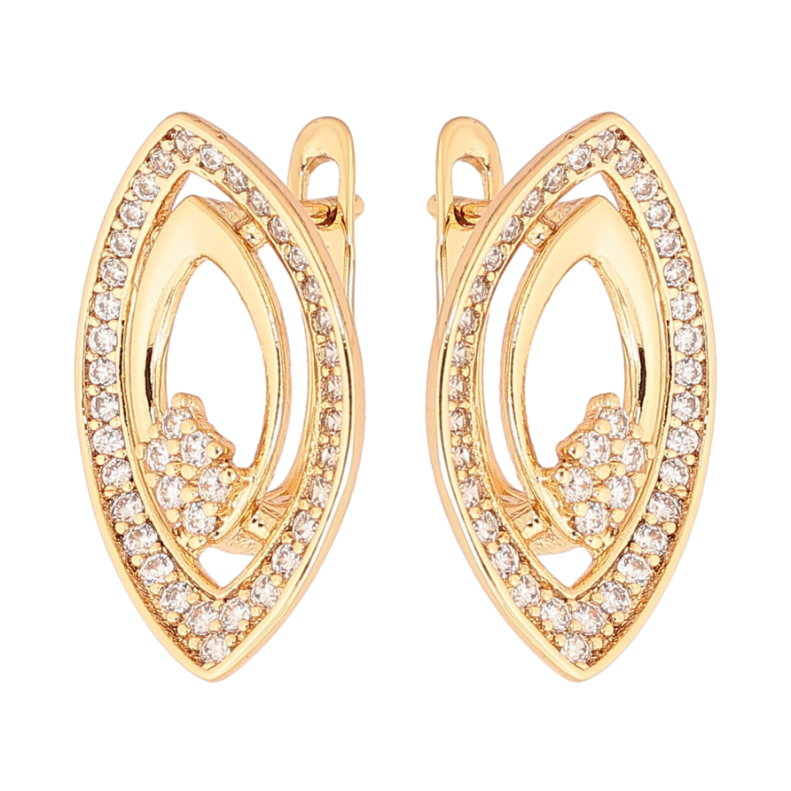 Сережки Xuping Позолота 18K англійський замок «Візерунок з кристалами» фото №1 Сережки Xuping Позолота 18K англійський замок «Візерунок з кристалами» фото №1