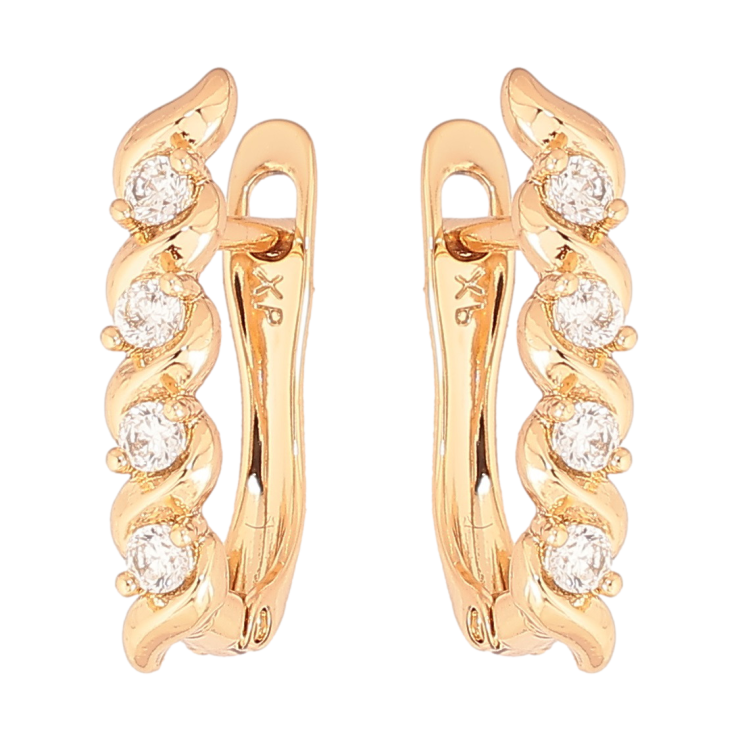 Серьги Xuping Позолота 18K английский замок Кристальные дорожки фото №2