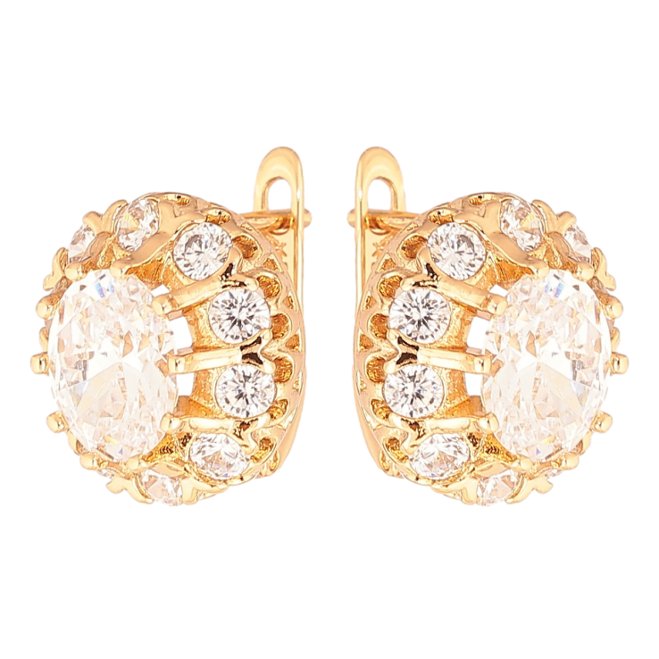 Серьги Xuping Позолота 18K английский замок Кристальный блеск фото №3