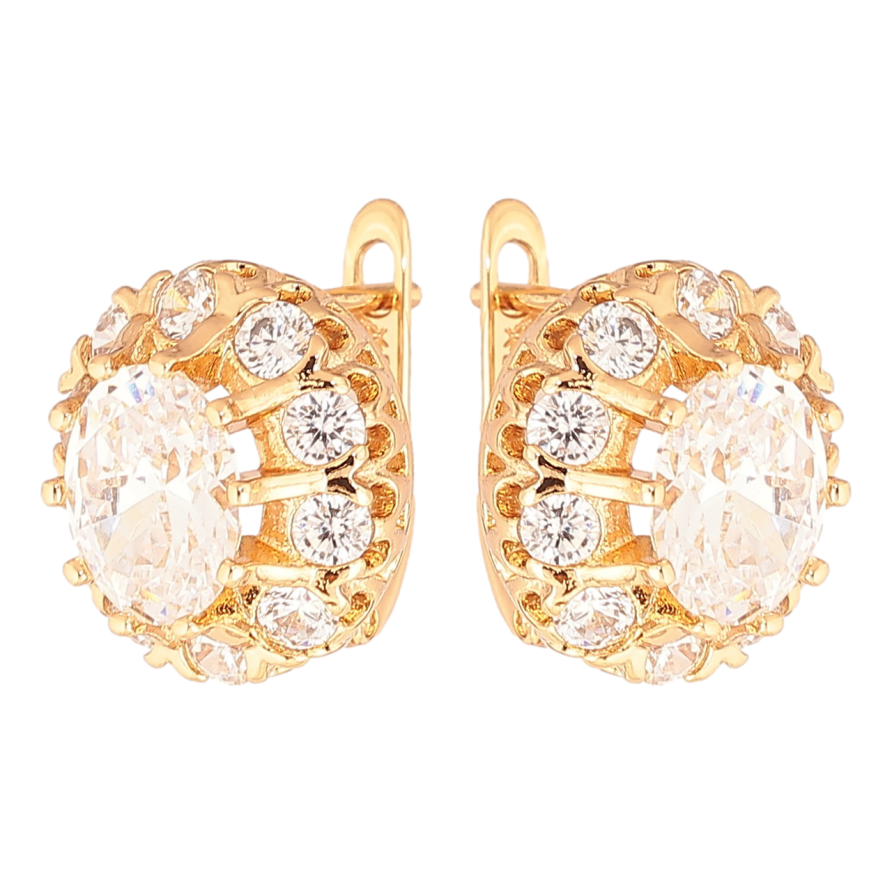 Сережки Xuping Позолота 18K англійський замок «Кришталевий блиск» фото №1 Сережки Xuping Позолота 18K англійський замок «Кришталевий блиск» фото №1