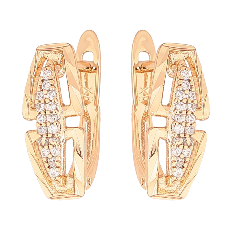 Серьги Xuping Позолота 18K английский замок Узор с кристаллами фото №1 Серьги Xuping Позолота 18K английский замок Узор с кристаллами фото №1