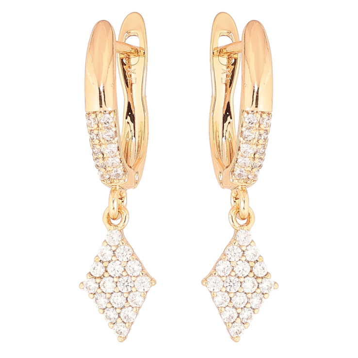 Серьги Xuping Позолота 18K английский замок Ромбовые подвески с кристаллами фото №12