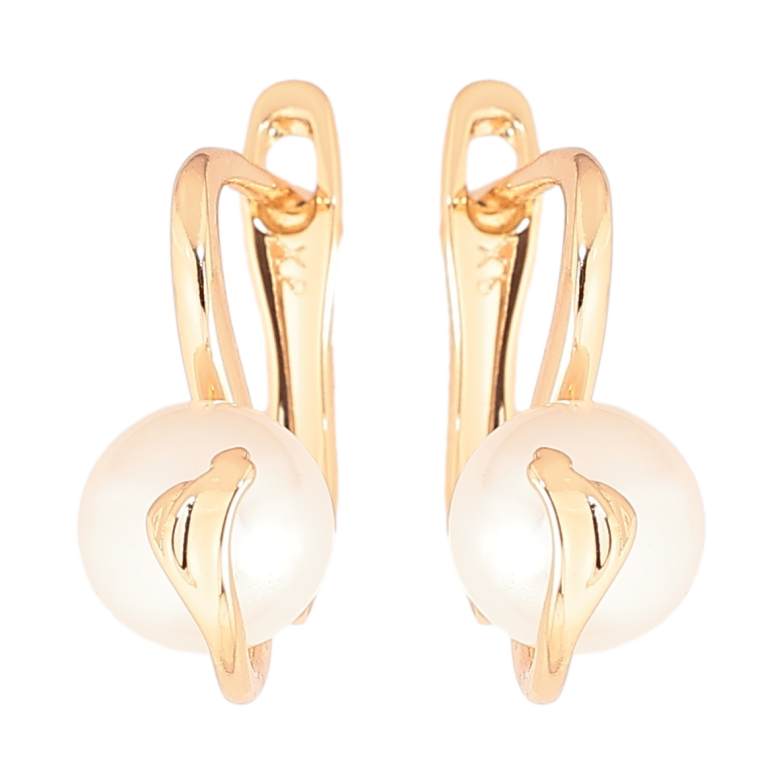 Серьги Xuping Позолота 18K английский замок Жемчужины на дужках фото №1 Серьги Xuping Позолота 18K английский замок Жемчужины на дужках фото №1