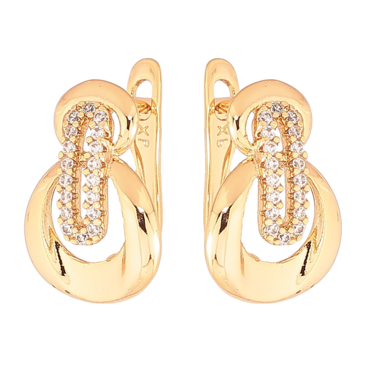 Серьги Xuping Позолота 18K английский замок Узор с кристаллами фото №7