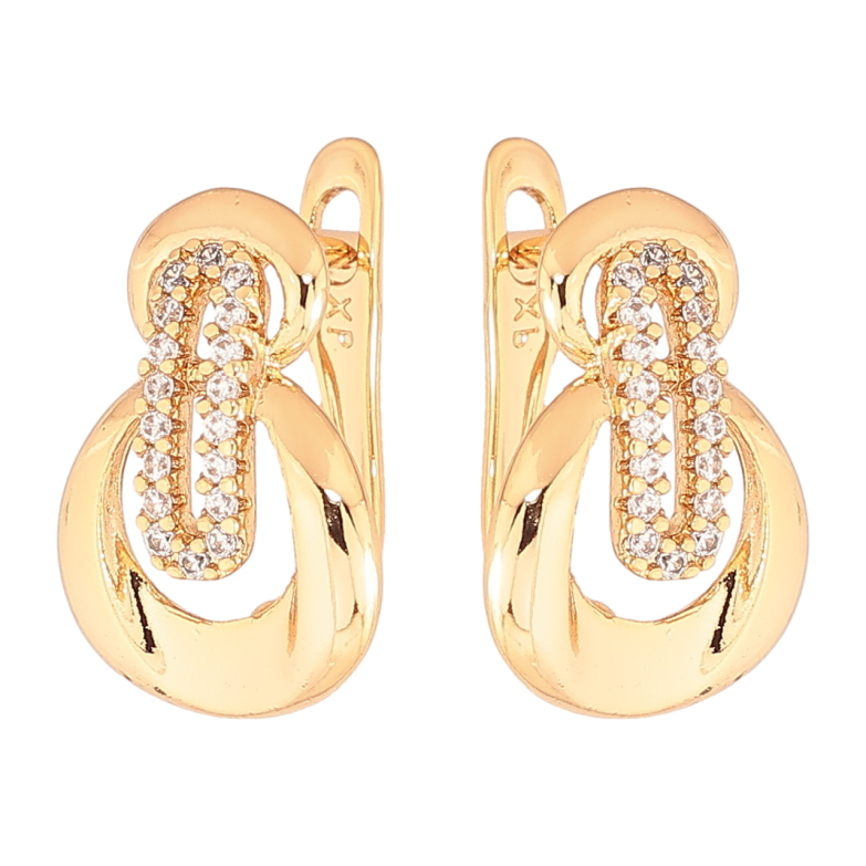 Сережки Xuping Позолота 18K англійський замок «Візерунок з кристалами» фото №1 Сережки Xuping Позолота 18K англійський замок «Візерунок з кристалами» фото №1