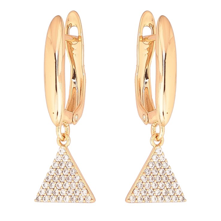 Серьги Xuping Позолота 18K английский замок Треугольные подвески с кристаллами фото №2 Серьги Xuping Позолота 18K английский замок Треугольные подвески с кристаллами фото №2