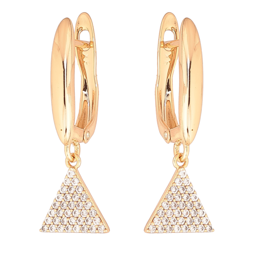 Сережки Xuping Позолота 18K англійський замок «Трикутні підвіски з кристалами» фото №1