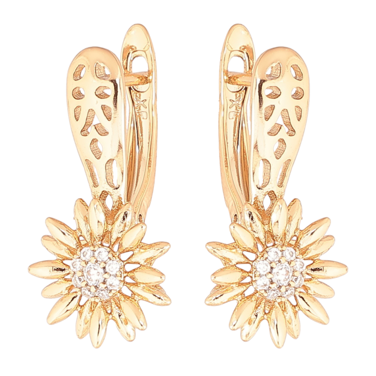 Серьги Xuping Позолота 18K английский замок Цветочки фото №9 Серьги Xuping Позолота 18K английский замок Цветочки фото №9