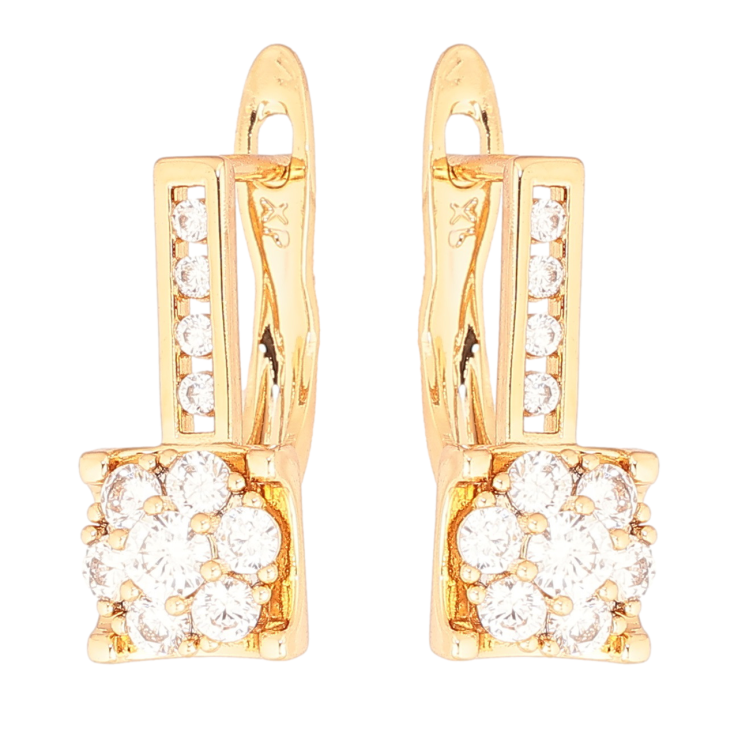 Серьги Xuping Позолота 18K английский замок Кристальные цветочки фото №6