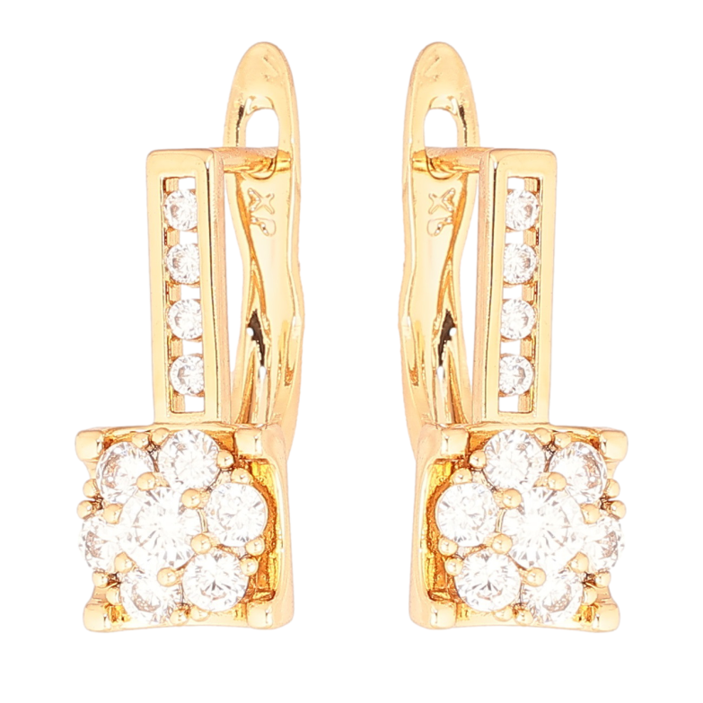 Сережки Xuping Позолота 18K англійський замок «Кришталеві квіточки» фото №1