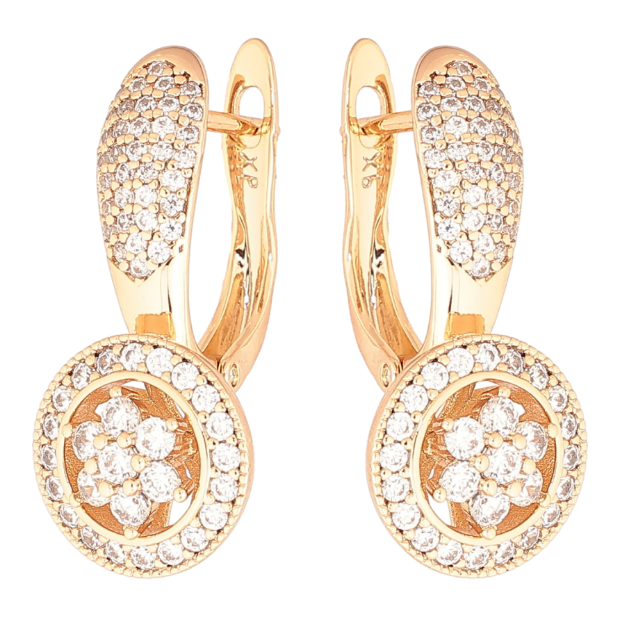 Серьги Xuping Позолота 18K английский замок Инкрустация кристаллами фото №1 Серьги Xuping Позолота 18K английский замок Инкрустация кристаллами фото №1